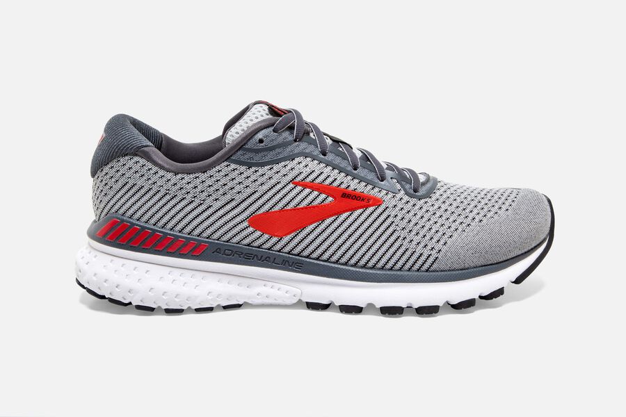 Brooks Adrenaline GTS 20 Mens Australia - Road Running Shoes - Grey/Red (028-ZVWDG)